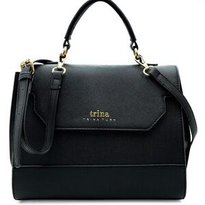 Trina Turk Black Top Handle Satchel W/Detachable Shoulder Strap NWT